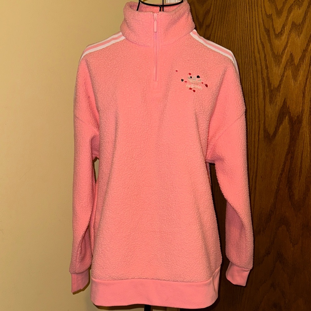 Adidas Pink Valentines Day Fleece Quarter-Zip Pullover
